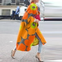 Дъжд жените модни отпечатани плачни ръкави яке свободни жилетка с дълъг тренч палто оранжев размер 4xl