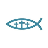 Християнска Исус Риба три кръстосани стикери Деколте Die Cut - самозалепващо винил - устойчив на атмосферни влияния - направен в САЩ - много цветове и размери - Ichthys Вяра религиозна ichthys